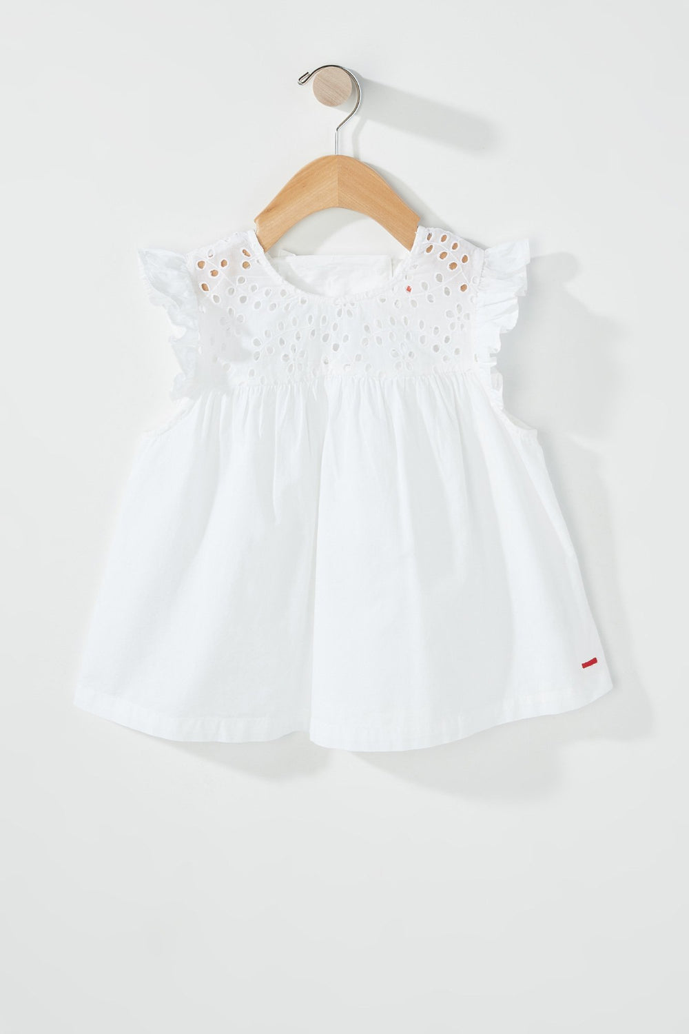 Kids Blouse tissée crochetée volantée pour fille Blanc