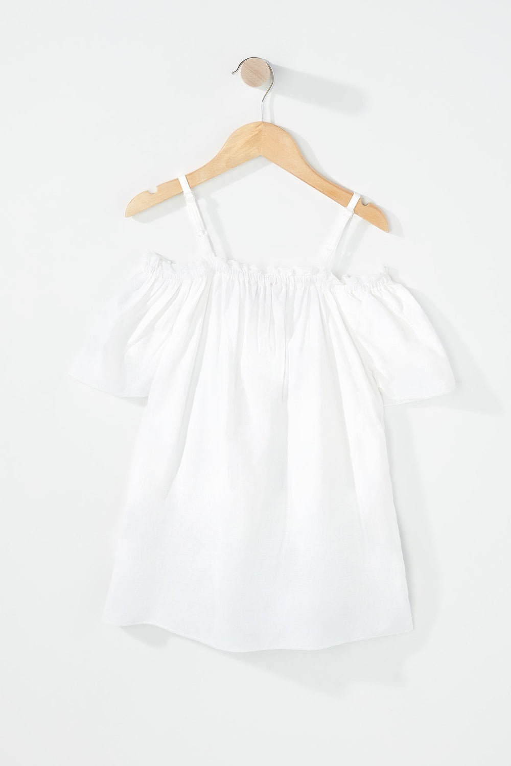 Kids Blouse volantée à broderies et épaules dénudées pour fille Blanc