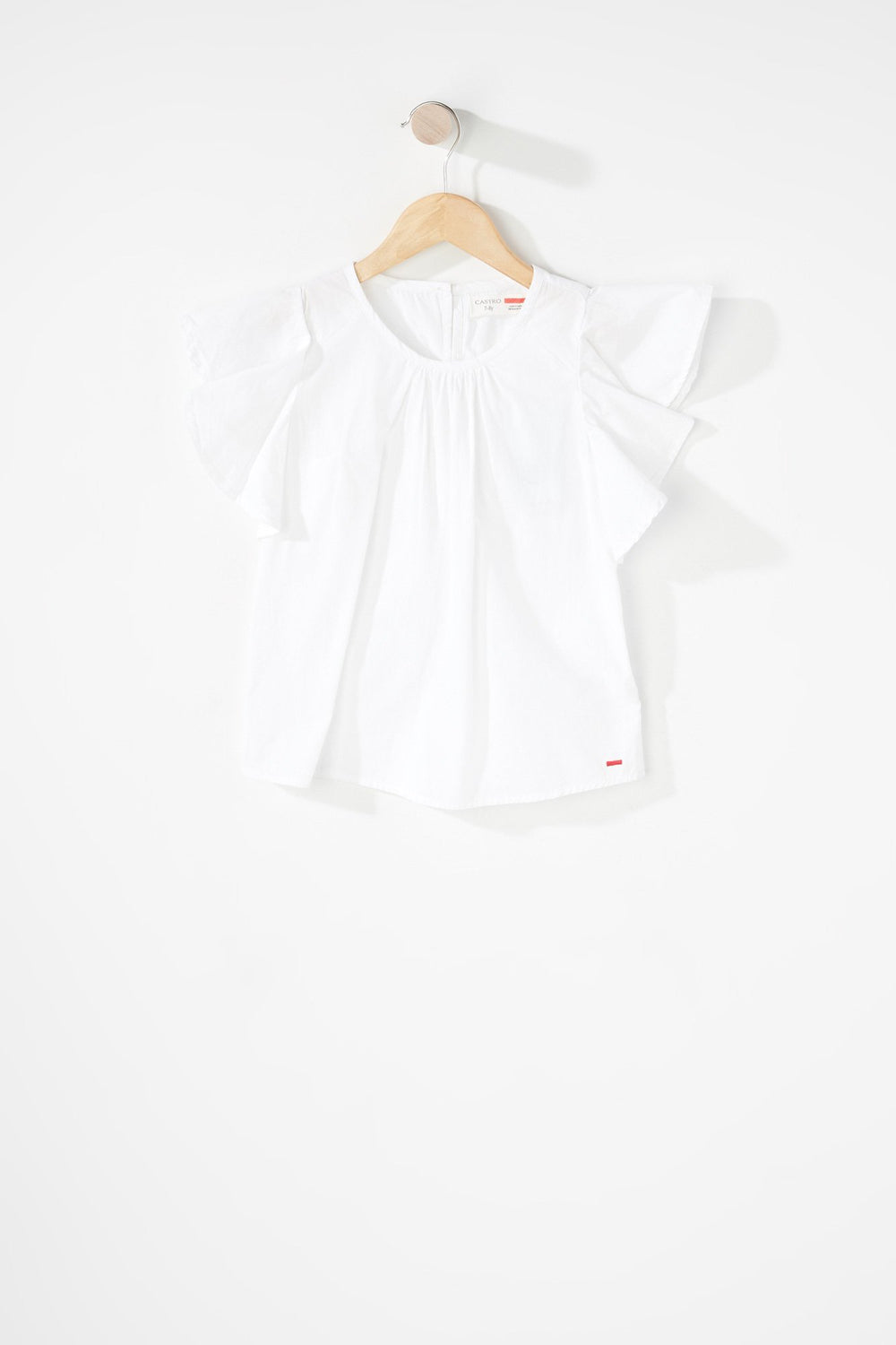 Kids Blouse volantée à col roulé pour fille Blanc