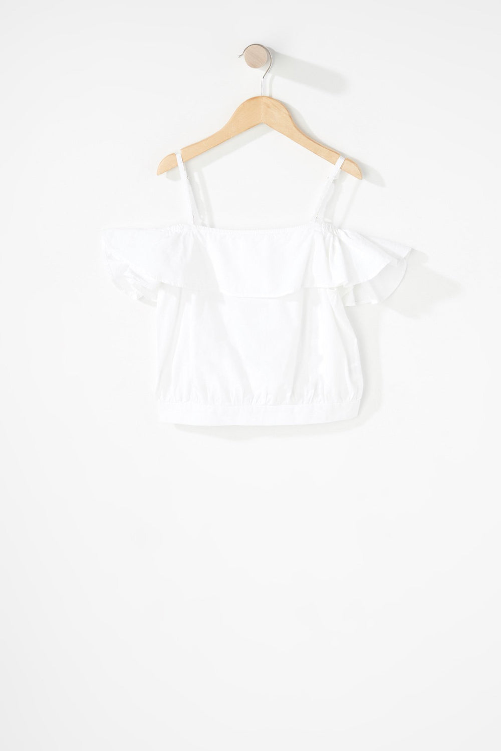 Kids Blouse volantée à épaules dénudées pour fille Blanc