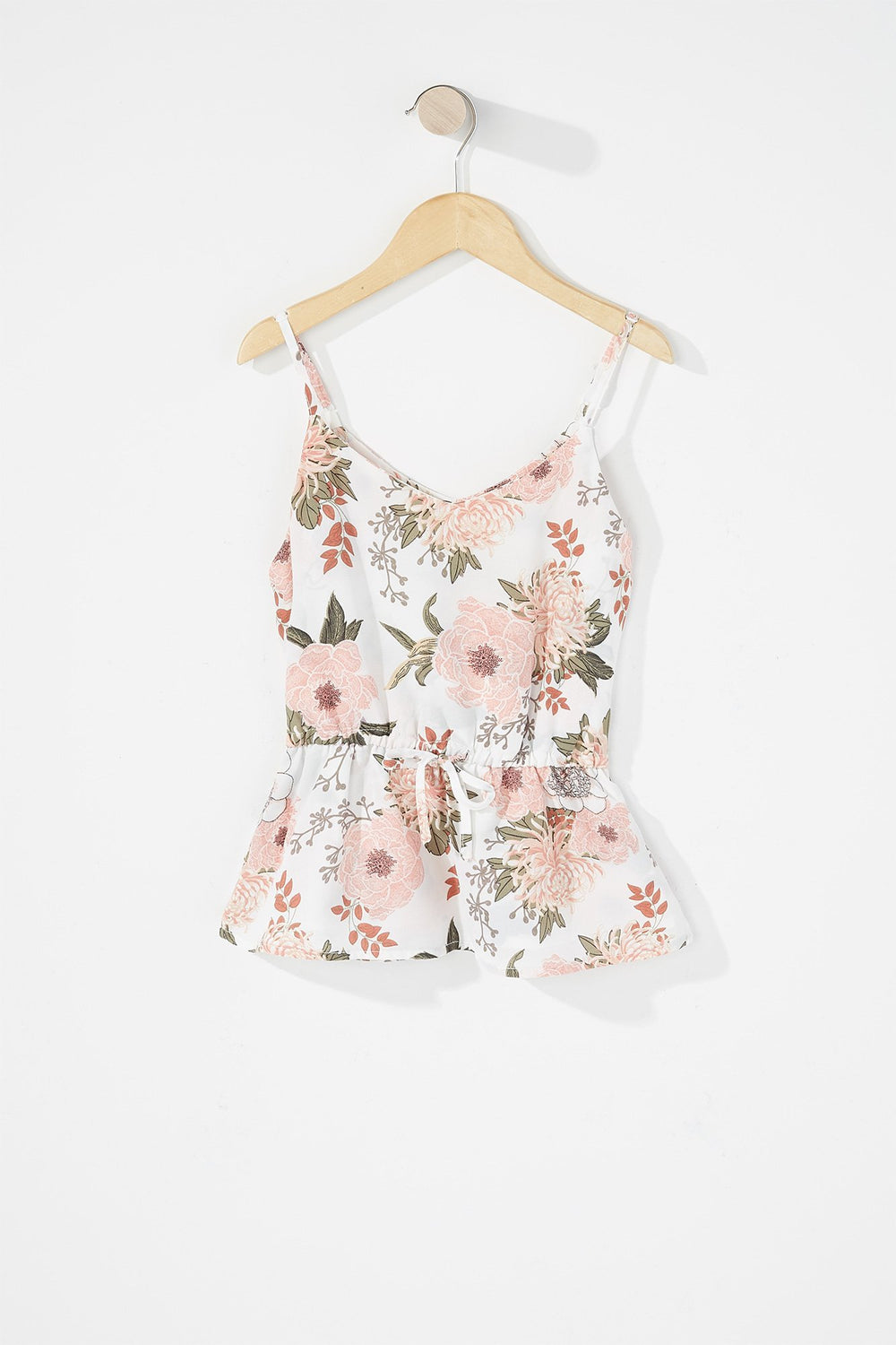 Kids Blouse volantée fleurie avec attache pour fille Blanc