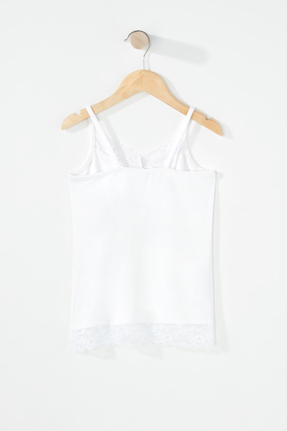Kids Camisole côtelée ornée de dentelle pour fille Blanc