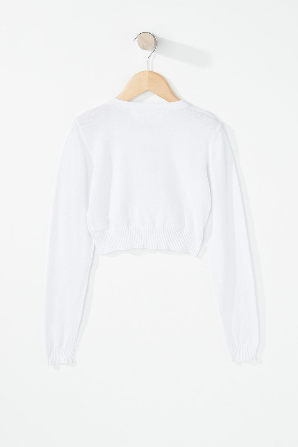 Kids Cardigan court boutonné en tricot pour fille Blanc