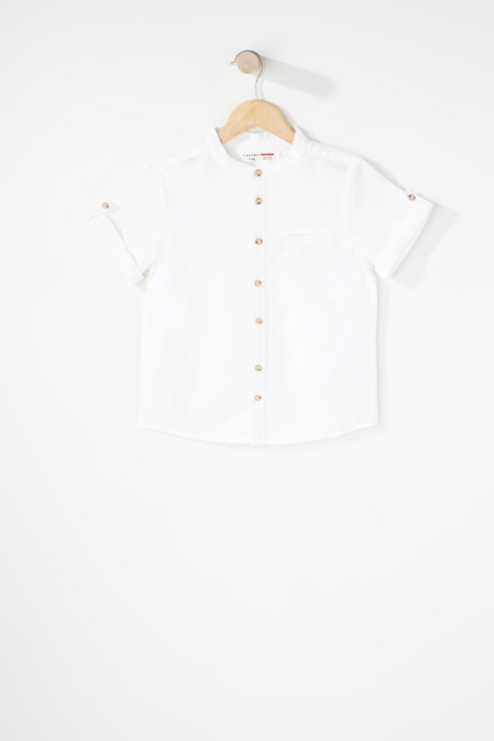Kids Chemise boutonnée en lin à manches roulées pour garçon Blanc