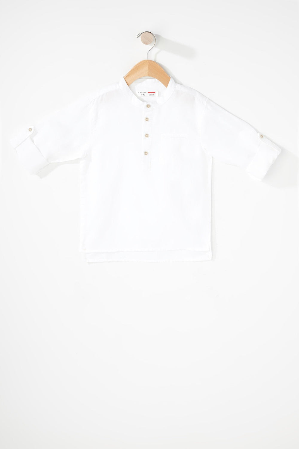 Kids Chemise henley boutonnée en lin blanc pour garçon Blanc