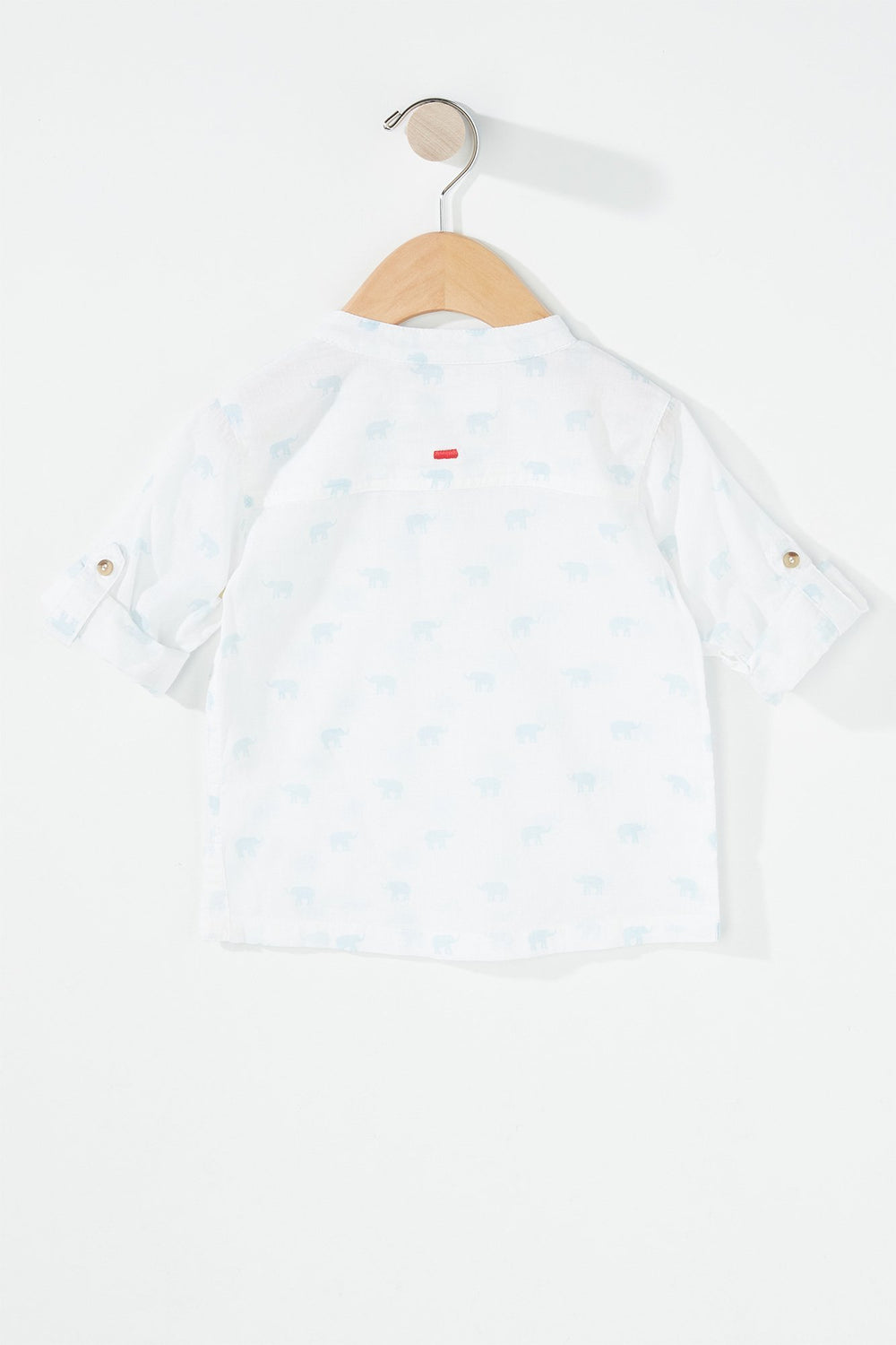 Kids Chemise henley boutonnée imprimée à revers roulés pour bébé garçon Blanc
