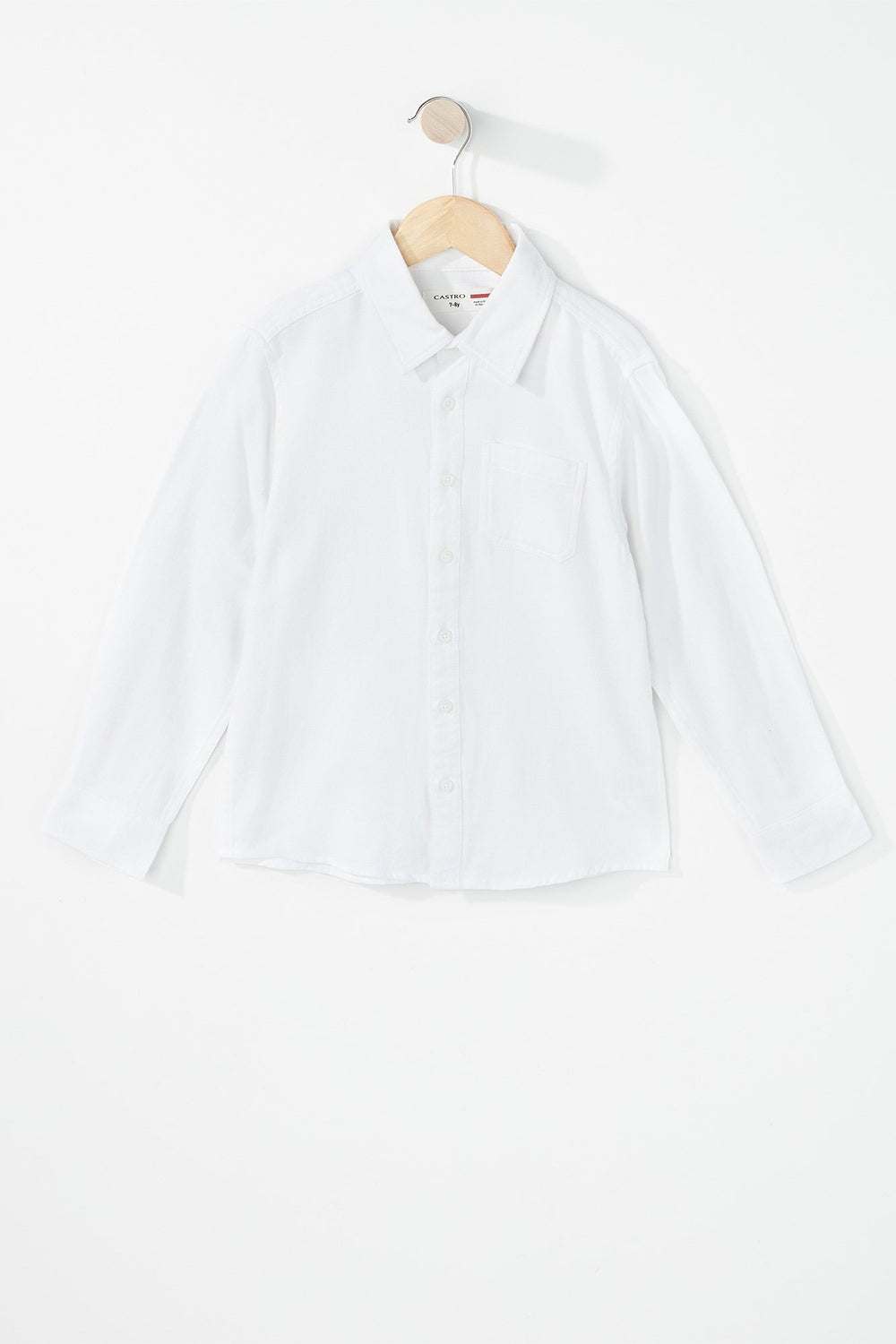 Kids Chemise légère boutonnée avec col et poche pour garçon Blanc