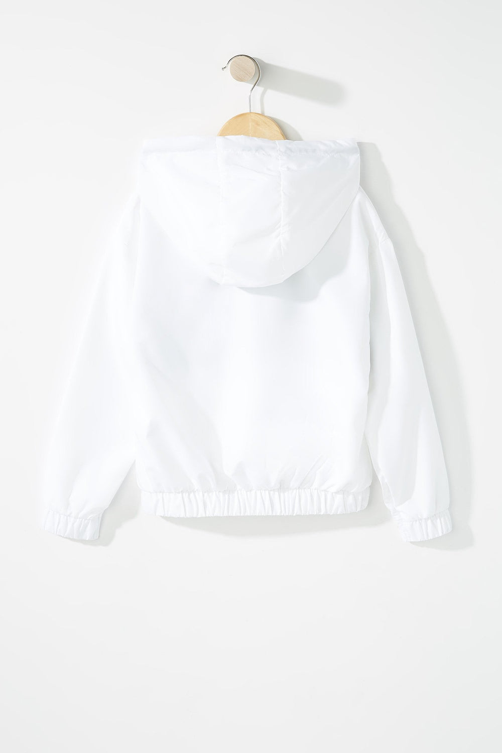 Kids Coupe-vent imprimé à capuchon avec fermeture à glissière et taille coulissante pour fille Blanc