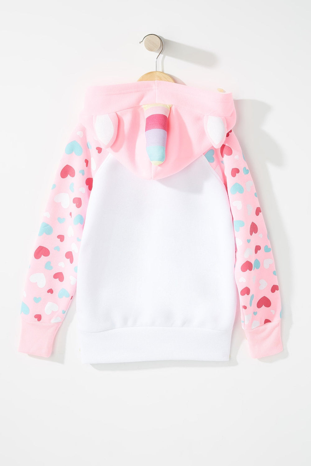 Kids Haut à capuchon à enfiler avec imprimé Curs et licorne rose pour fille Blanc