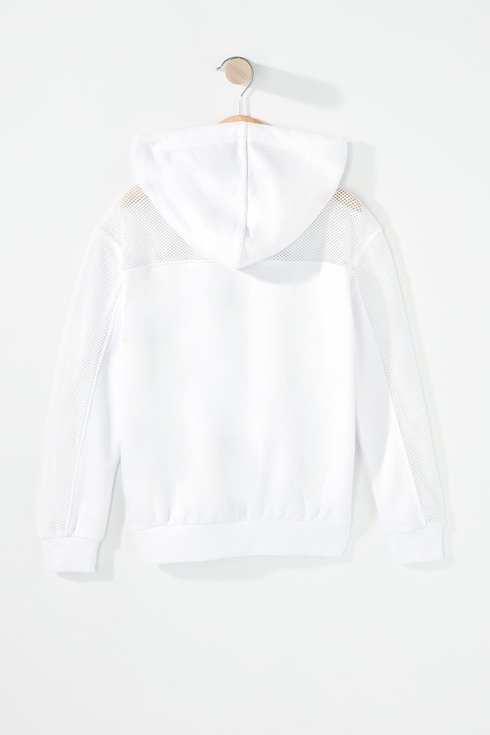 Kids Haut à capuchon à enfilet en filet imprimé avec taille coulissante pour fille Blanc