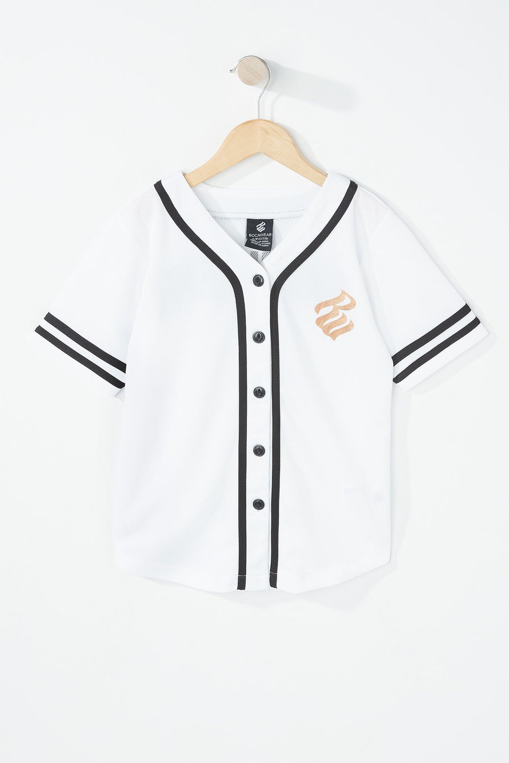 Kids Jersey Rocawear boutonné en filet rayé de style universitaire pour fille Blanc