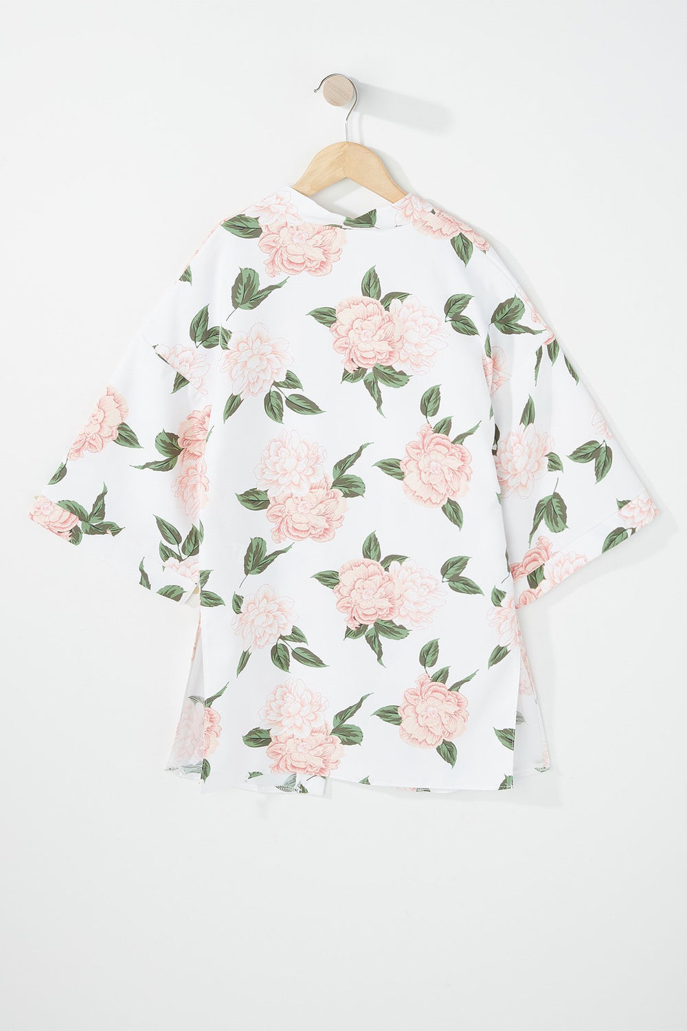 Kids Kimono fleuri ouvert pour fille Blanc