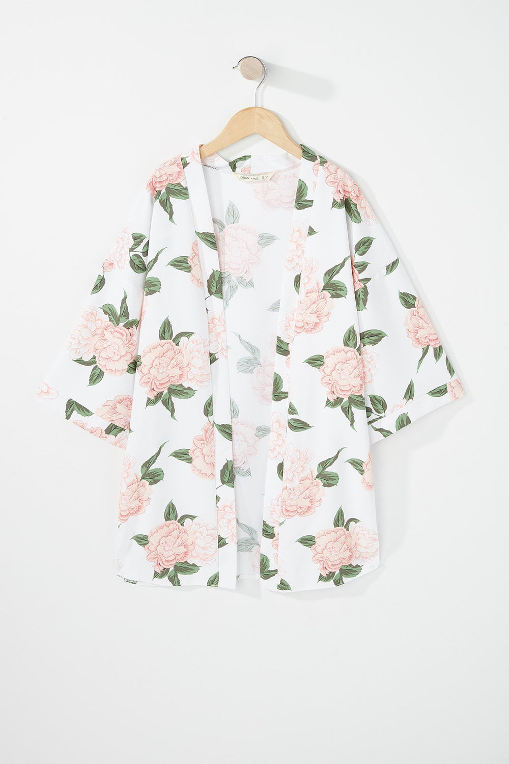 Kids Kimono fleuri ouvert pour fille Blanc