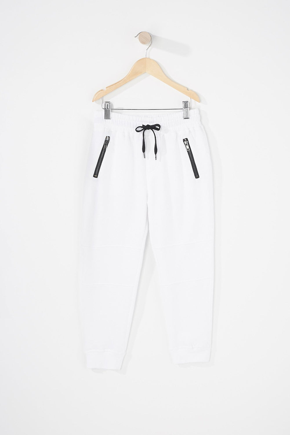 Kids Pantalon de jogging en molleton avec fermeture à glissière et taille coulissante pour garçon Blanc
