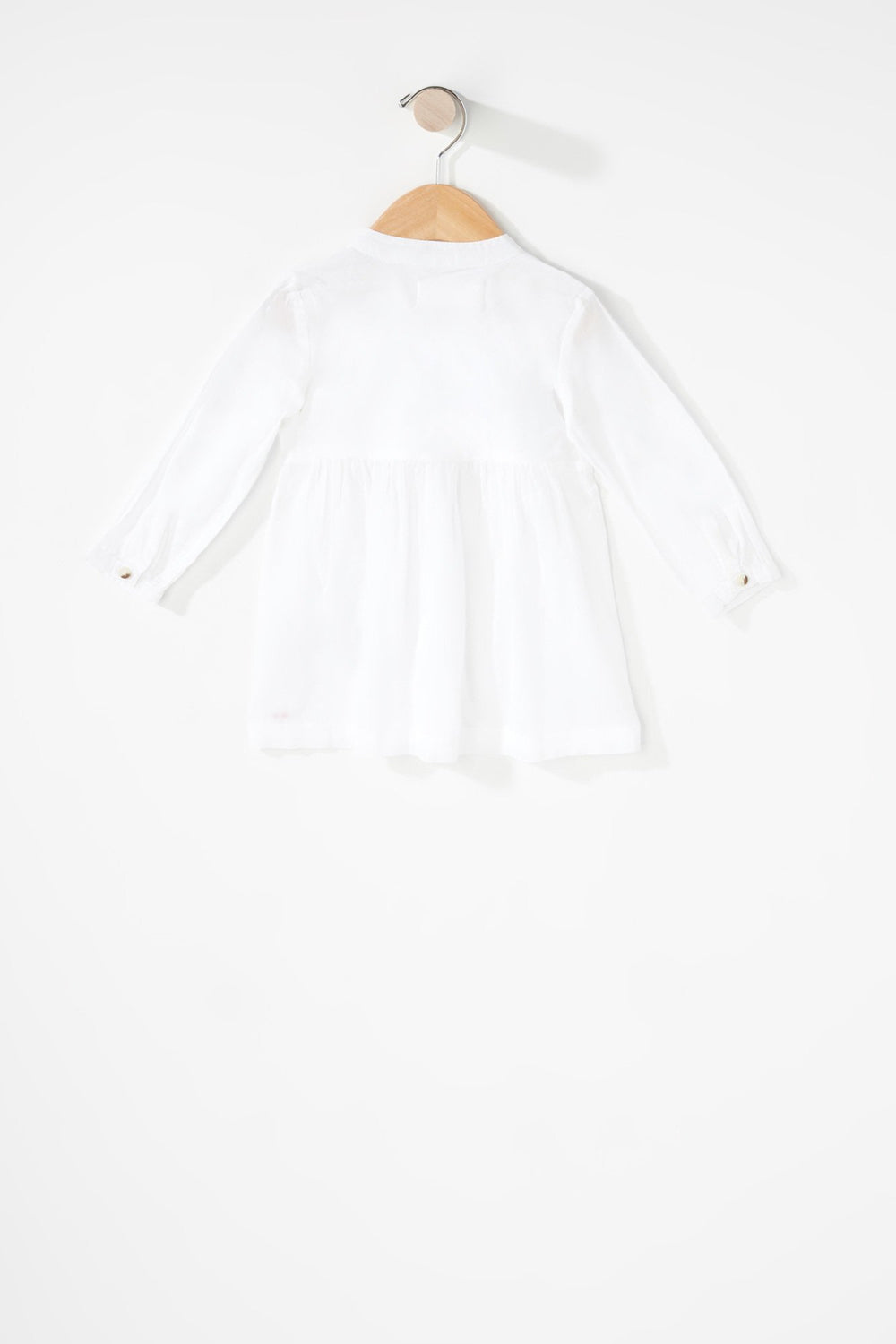 Kids Robe boutonnée à manches longues avec broderies pour bébé fille Blanc