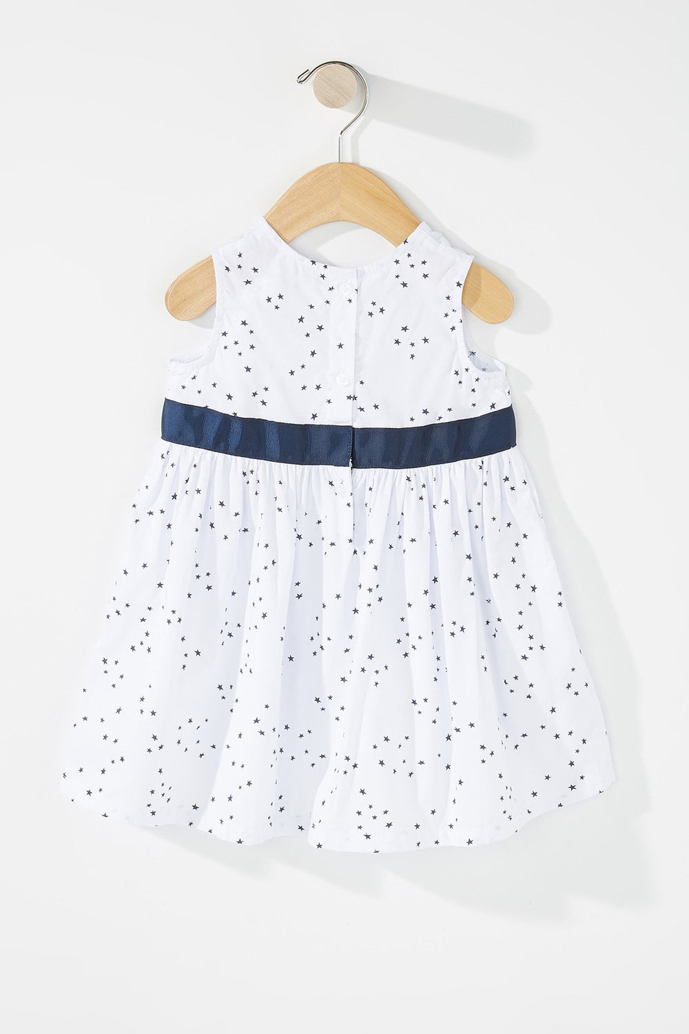 Kids Robe plissée sans manches à imprimé Étoile avec boucle pour bébé fille Blanc