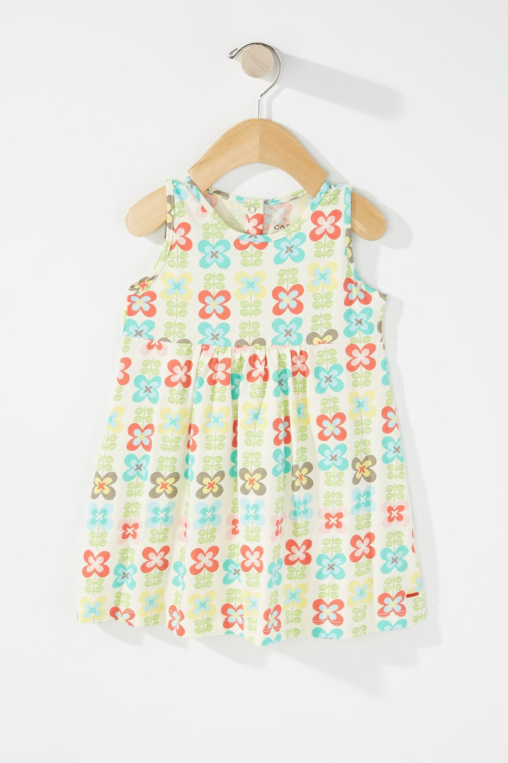 Kids Robe plissée sans manches imprimée pour bébé fille Blanc