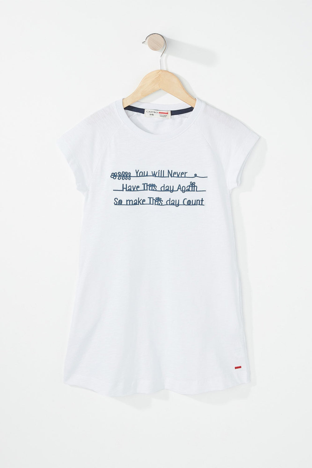 Kids Robe t-shirt à message avec broderies florales pour fille Blanc