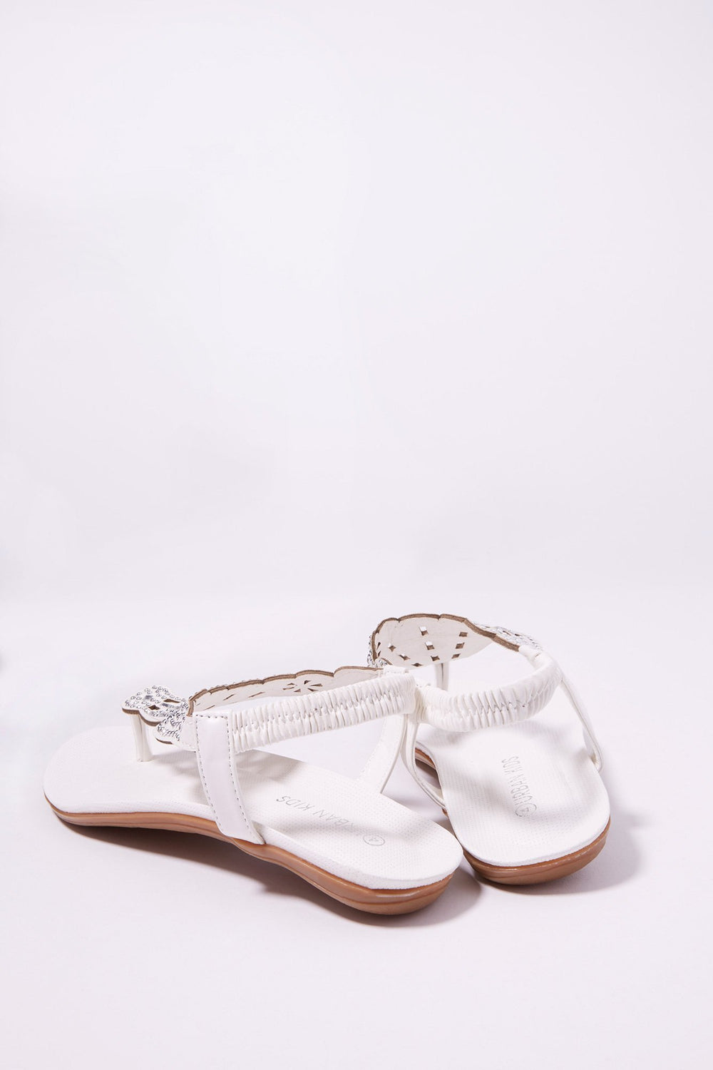 Kids Sandales en T avec billes en nubuck pour fille Blanc