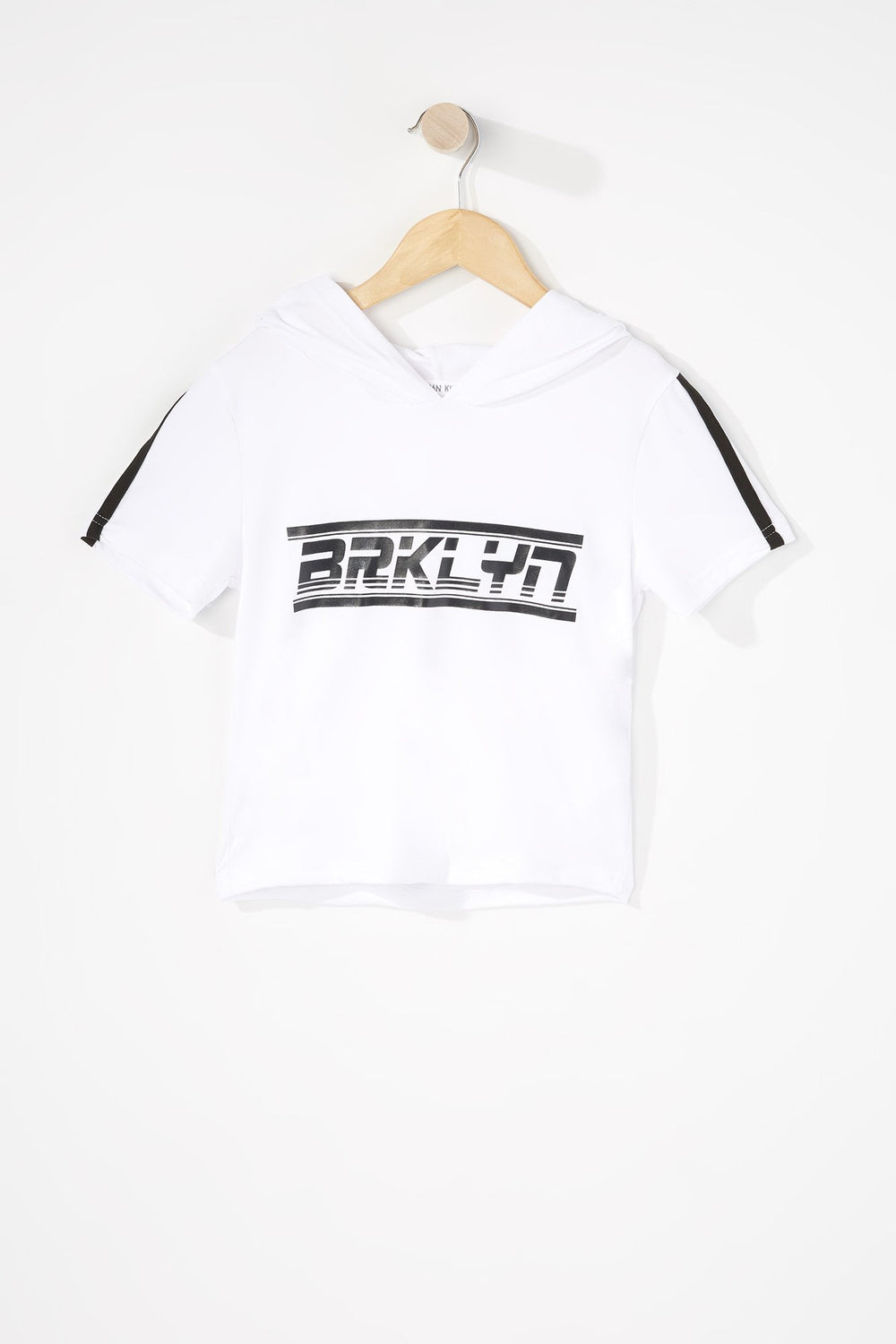 Kids T-shirt à capuchon à enfiler avec rayures latérales pour fille Blanc