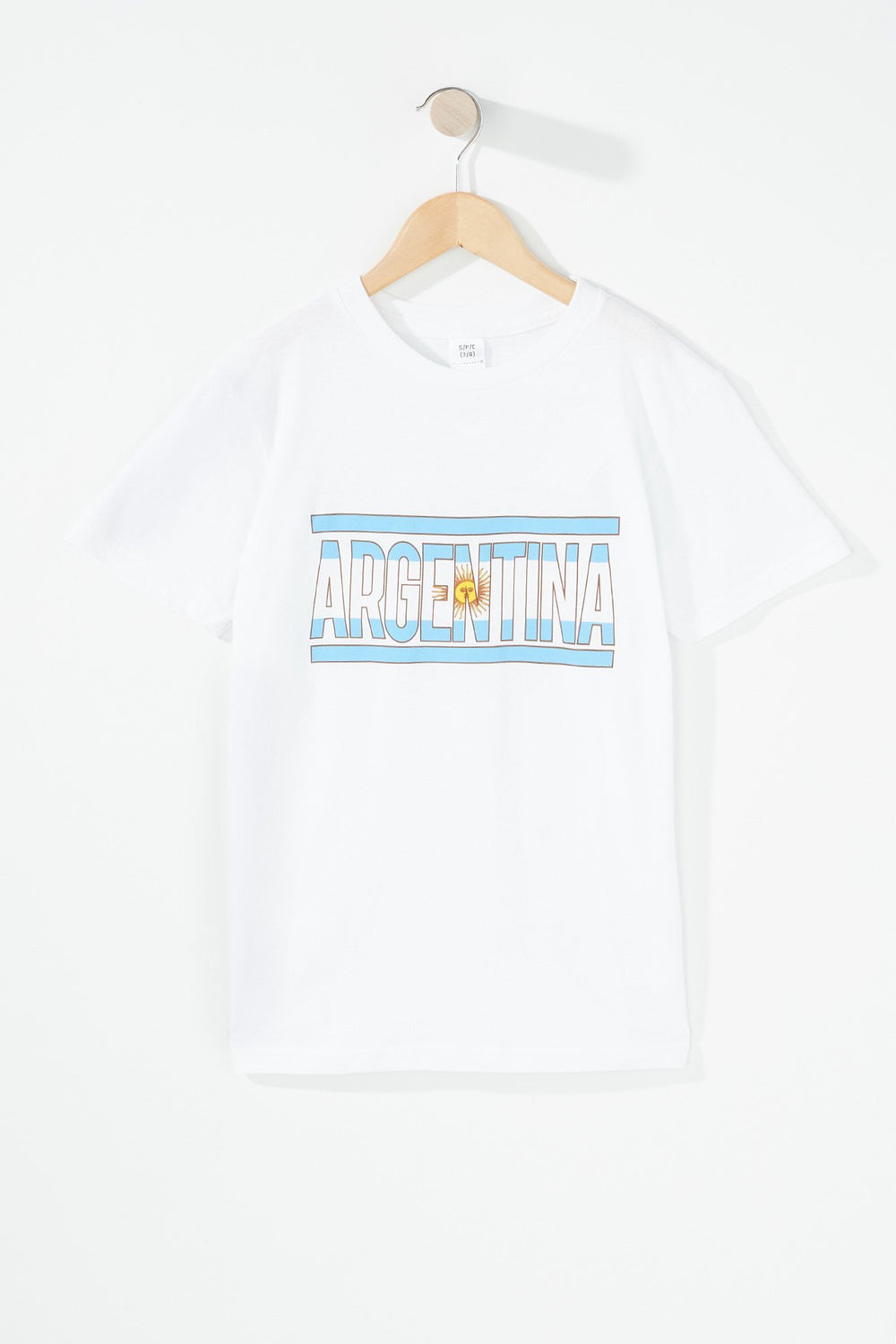 Kids T-shirt à imprimé World Cup Argentina avec encolure dégagée pour garçon Blanc