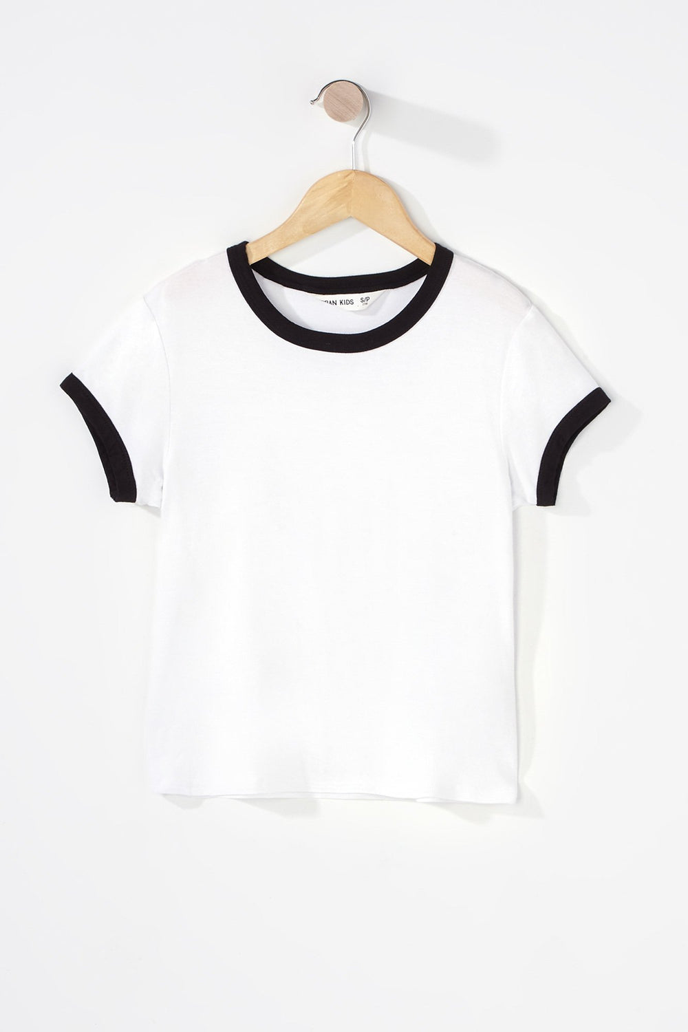 Kids T-shirt à liséré contrastant coloré pour fille Blanc