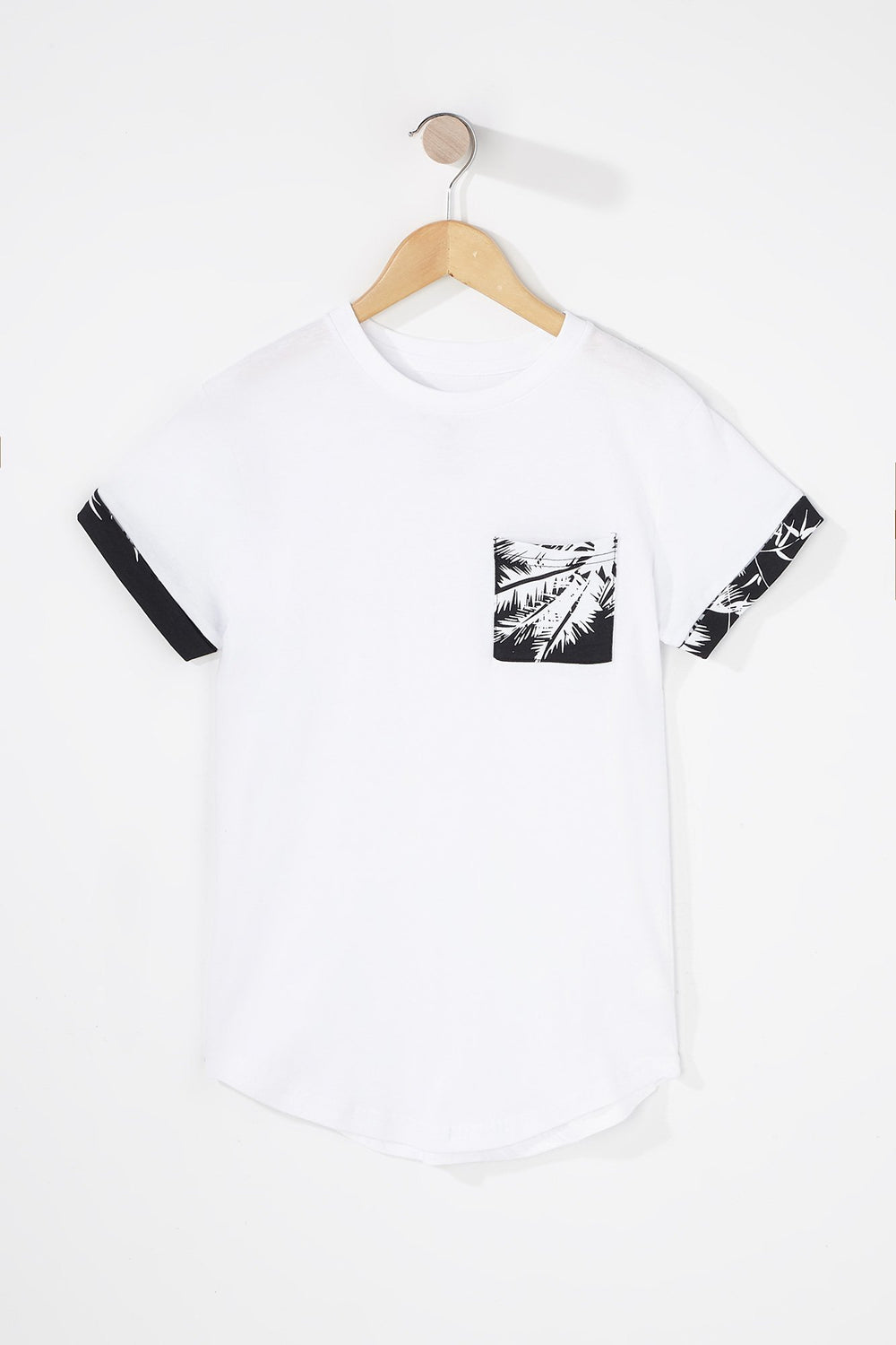 Kids T-shirt à motif de palmiers avec poche pour garçon Blanc
