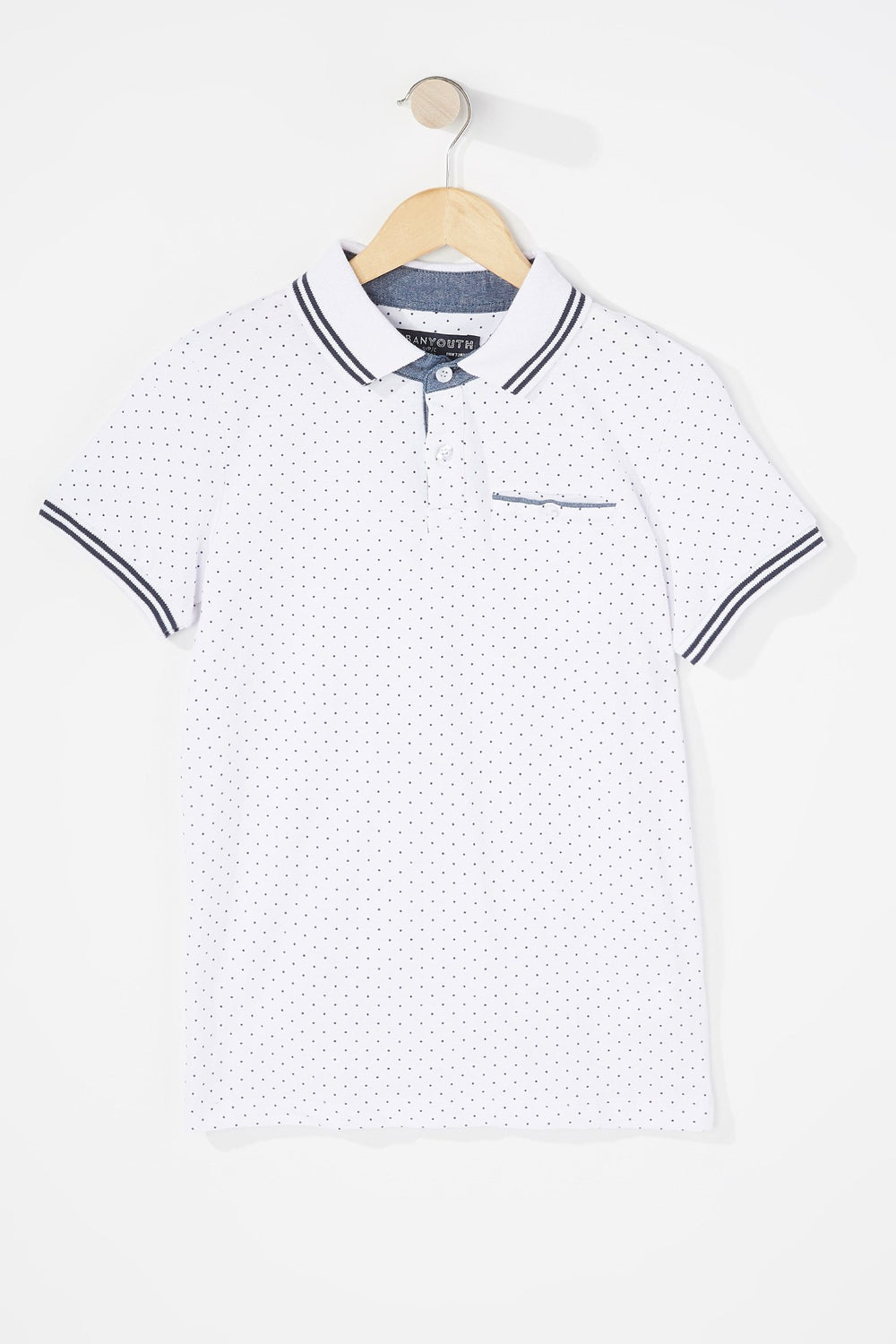 Kids T-shirt à pois avec col polo pour garçon Blanc