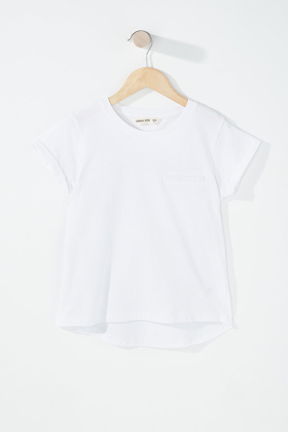 Kids T-shirt avec poche et ourlet arrondi pour fille Blanc