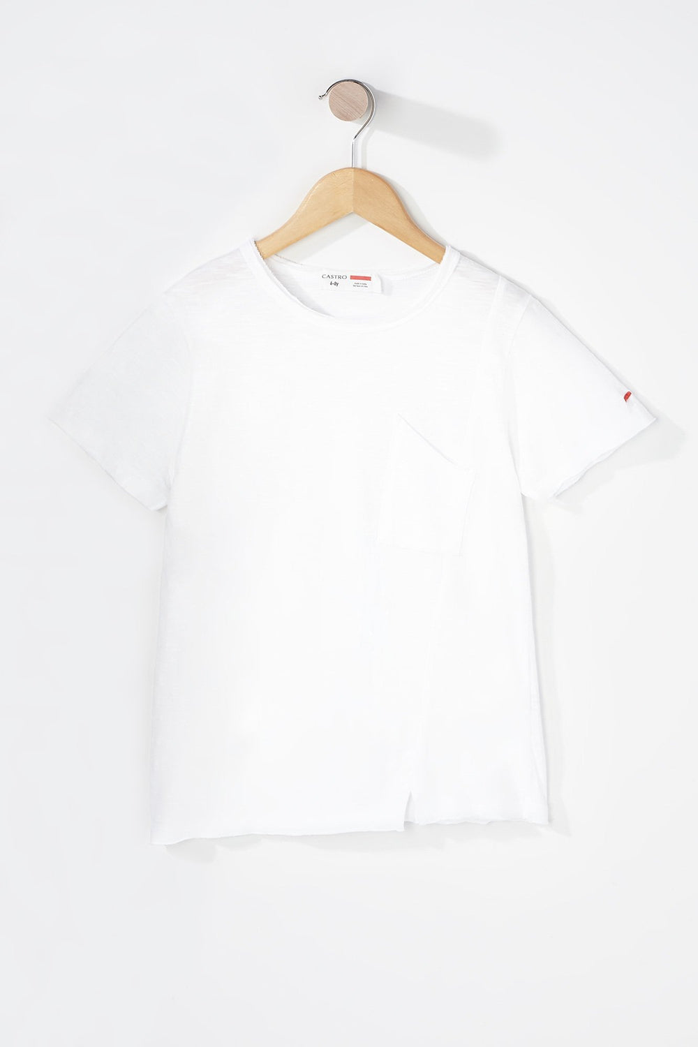 Kids T-shirt avec poche plaquée et encolure dégagée pour garçon Blanc