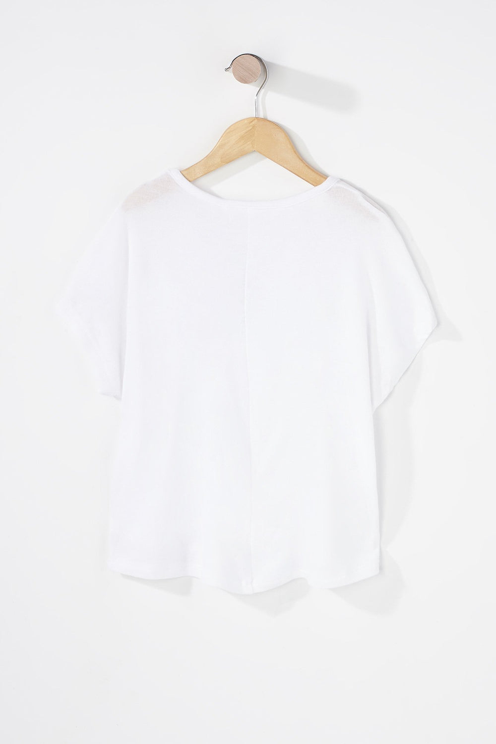 Kids T-shirt de base à manches chauve-souris et encolure en V pour fille Blanc