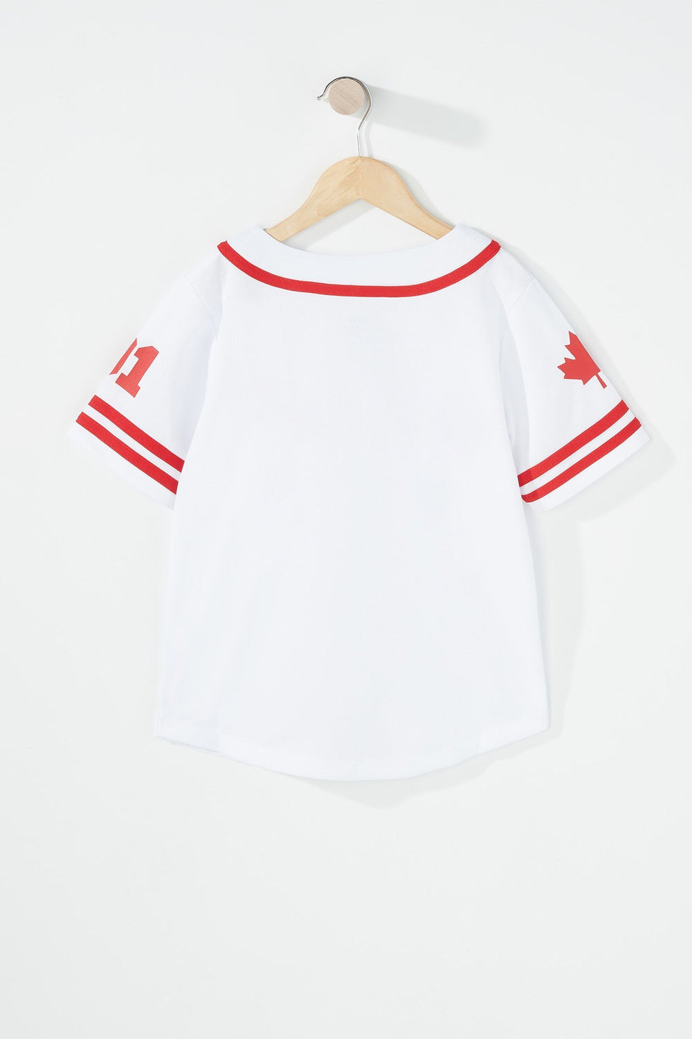 Kids T-shirt de baseball rayé de style universitaire à imprimé Canada pour fille Blanc