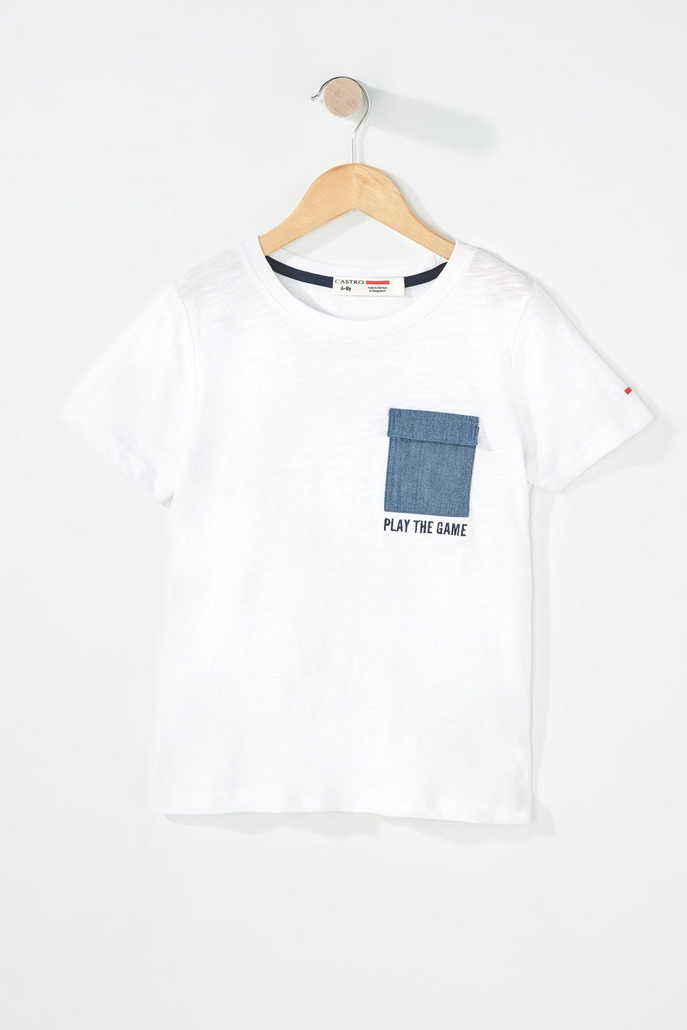 Kids T-shirt en denim avec poche à imprimé Play The Game pour garçon Blanc