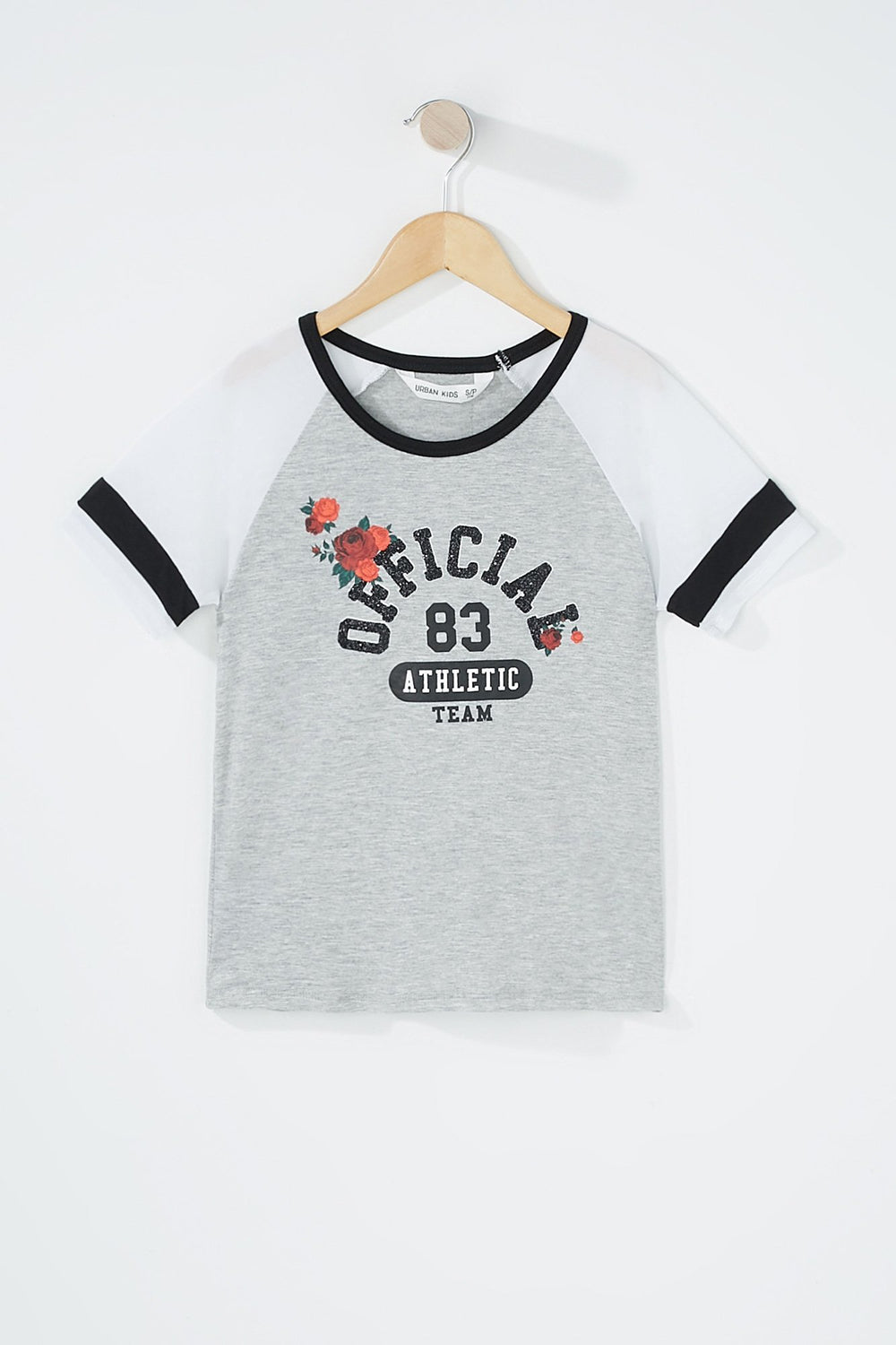 Kids T-shirt en filet rayé de style universitaire avec blocs de couleurs pour fille Blanc
