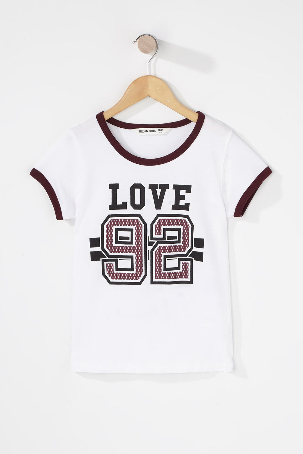 Kids T-shirt imprimé à liséré contrastant pour fille Blanc