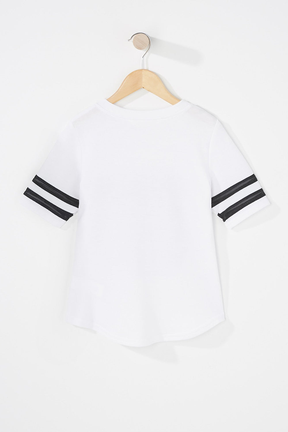 Kids T-shirt imprimé rayé de style universitaire à encolure en V pour fille Blanc