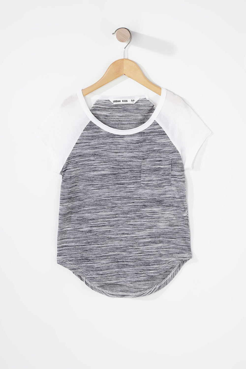 Kids T-shirt léger à blocs de couleurs et ourlet arrondi pour fille Blanc
