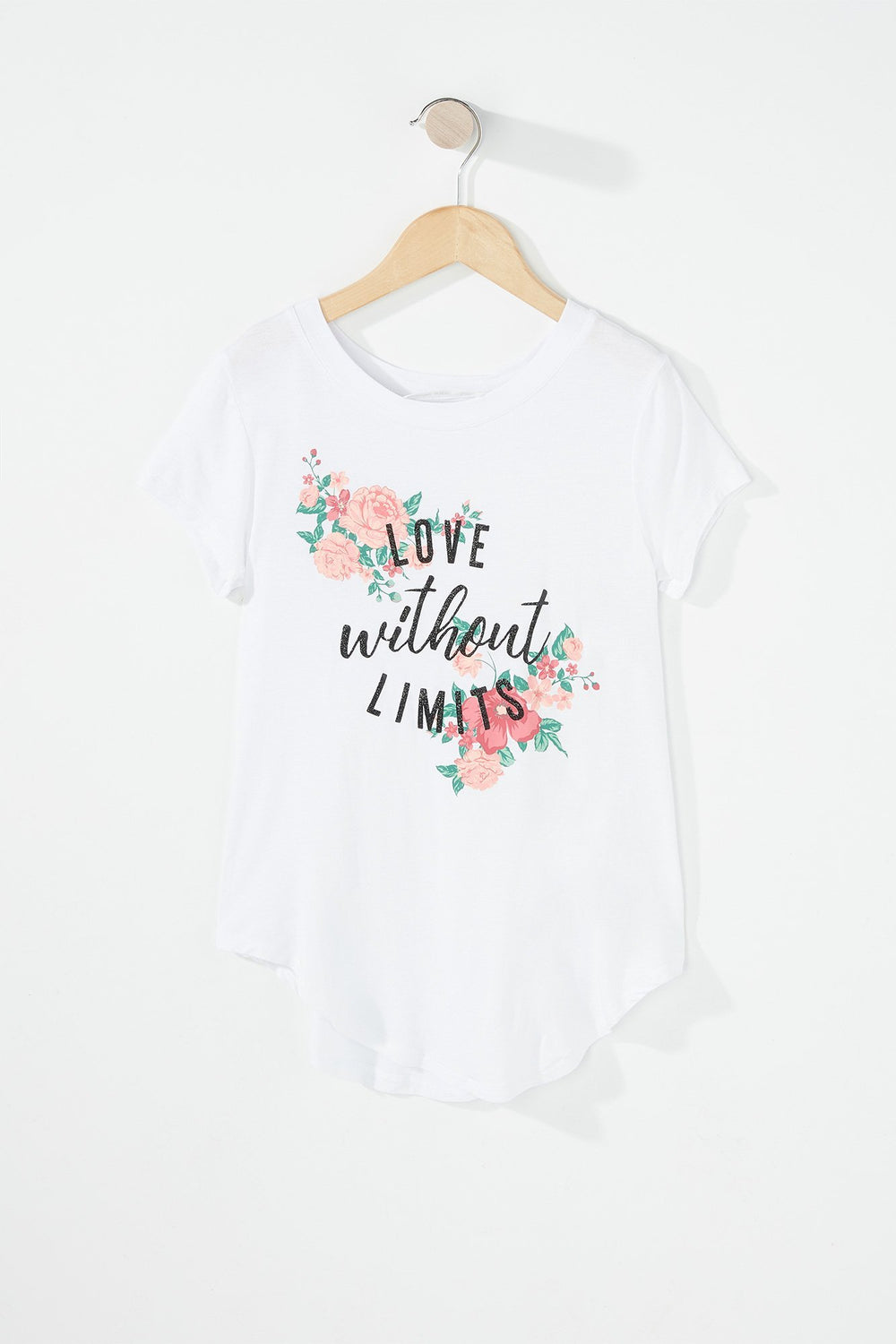 Kids T-shirt léger imprimé à ourlet arrondi pour fille Blanc