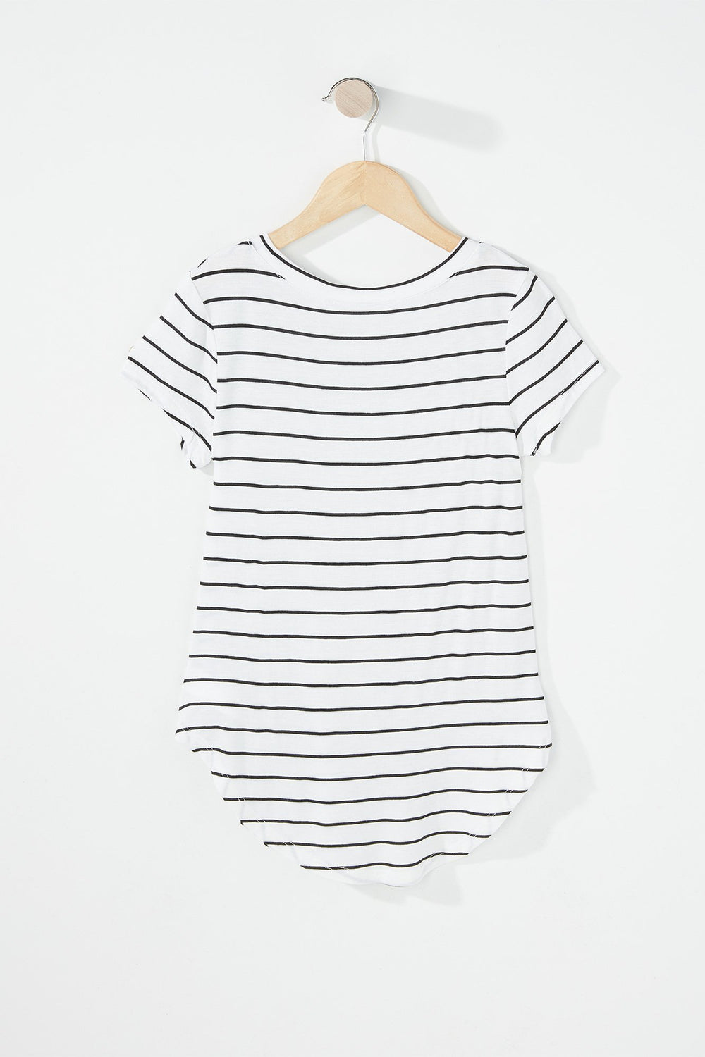 Kids T-shirt léger rayé à ourlet arrondi pour fille Blanc