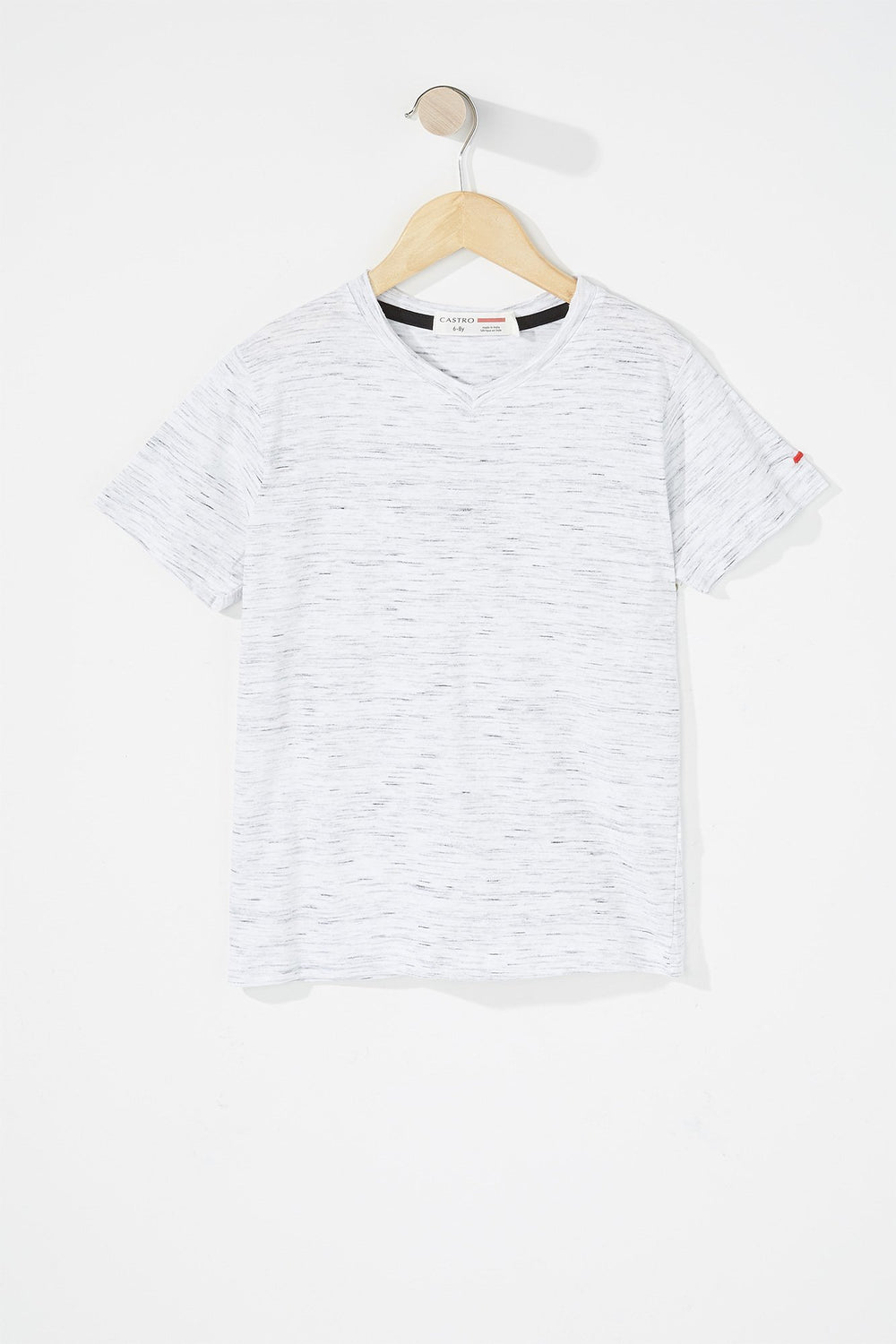 Kids T-shirt teint par espacements à encolure en V pour garçon Blanc