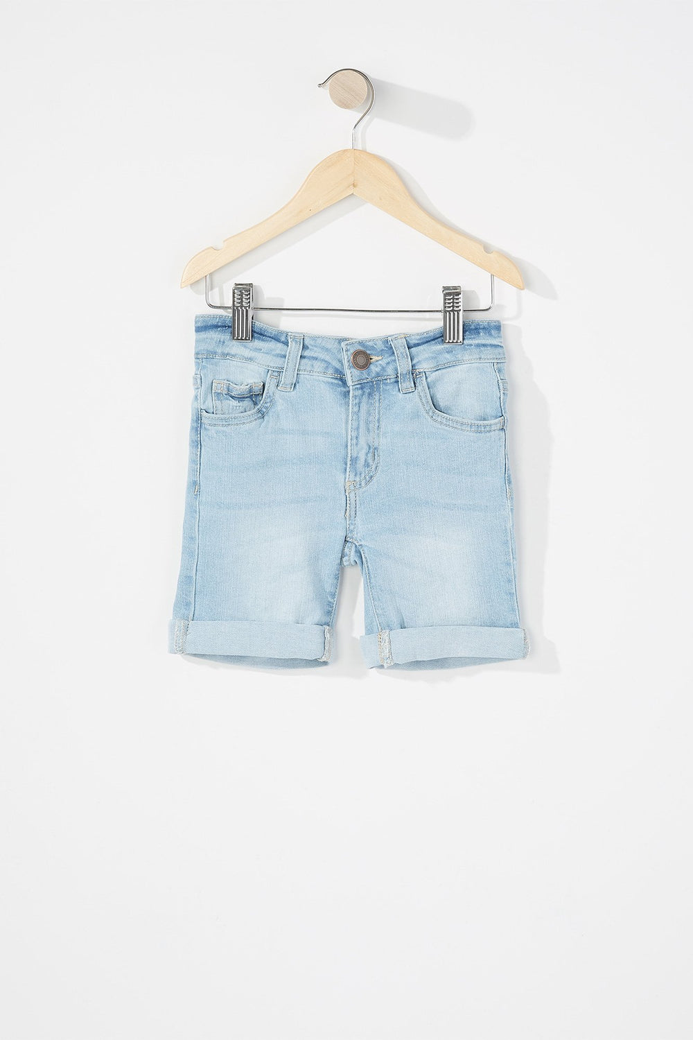 Kids Bermuda à revers roulés pour fille Bleu denim pâle