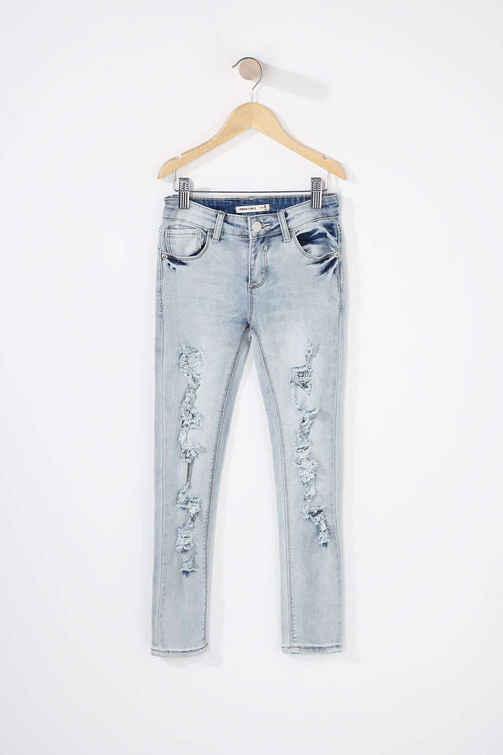 Kids Jean étroit d'aspect usé pour fille Bleu denim pâle