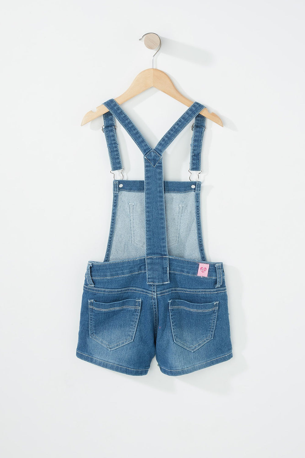 Kids Salopette-short en denim crocheté pour fille Bleu denim pâle
