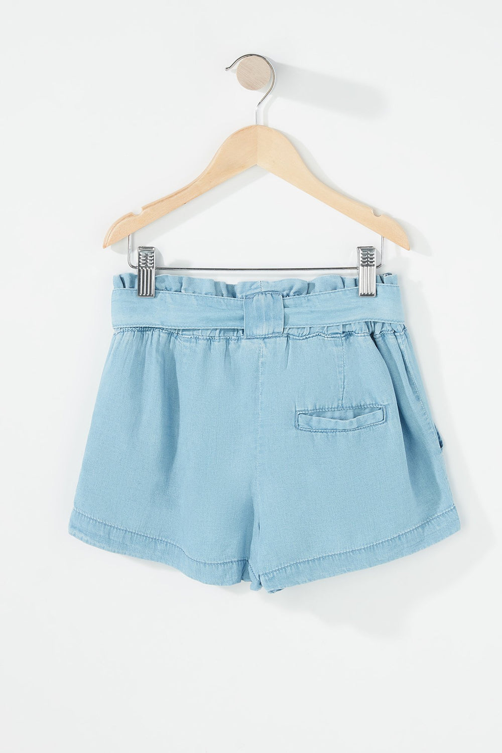 Kids Short en chambray à taille roulée pour fille Bleu denim pâle