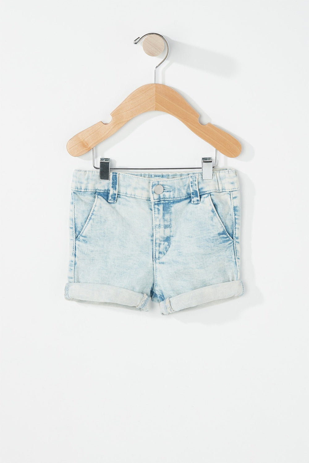 Kids Short en denim à revers roulés pour bébé garçon Bleu denim pâle