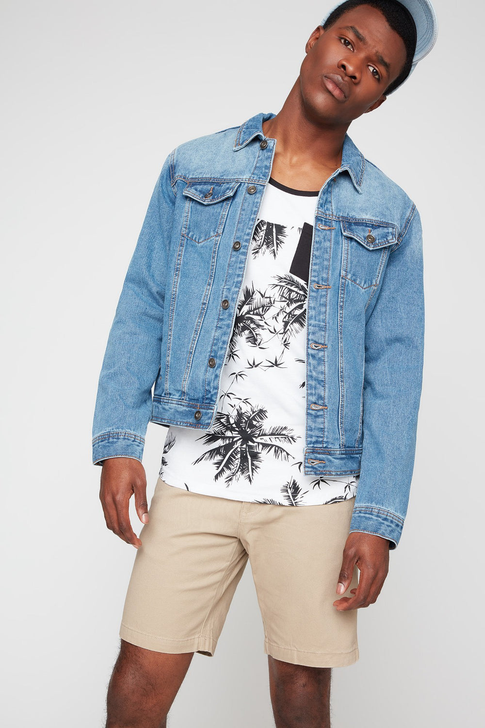 Men Blouson classique en denim de style camionneur Bleu denim