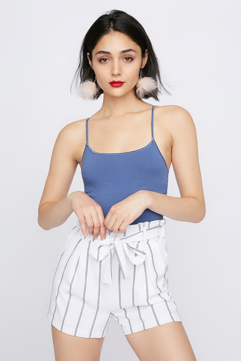 Women Camisole de base super extensible Bleu denim