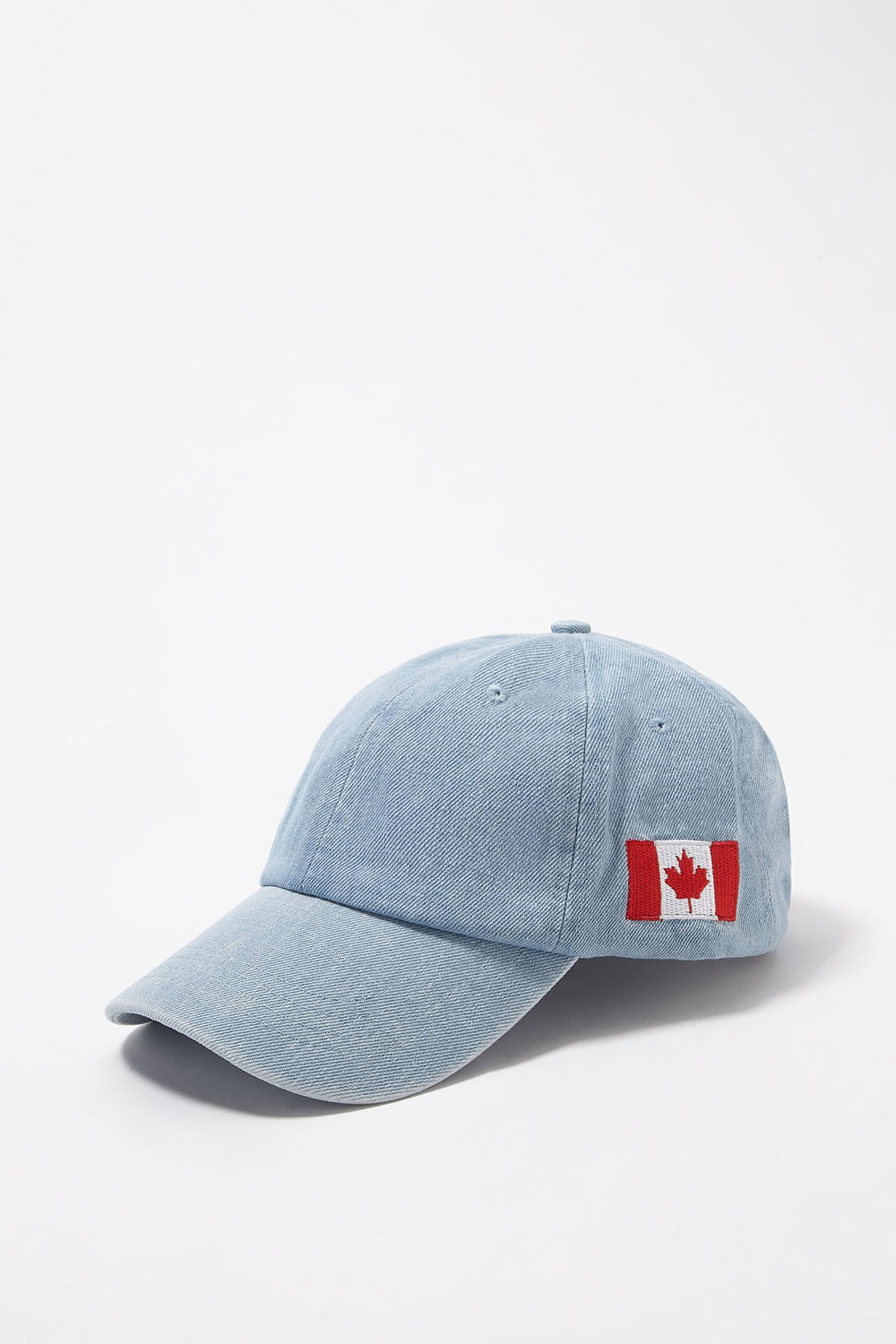 Women Casquette en denim à motif brodé Drapeau du Canada Bleu denim