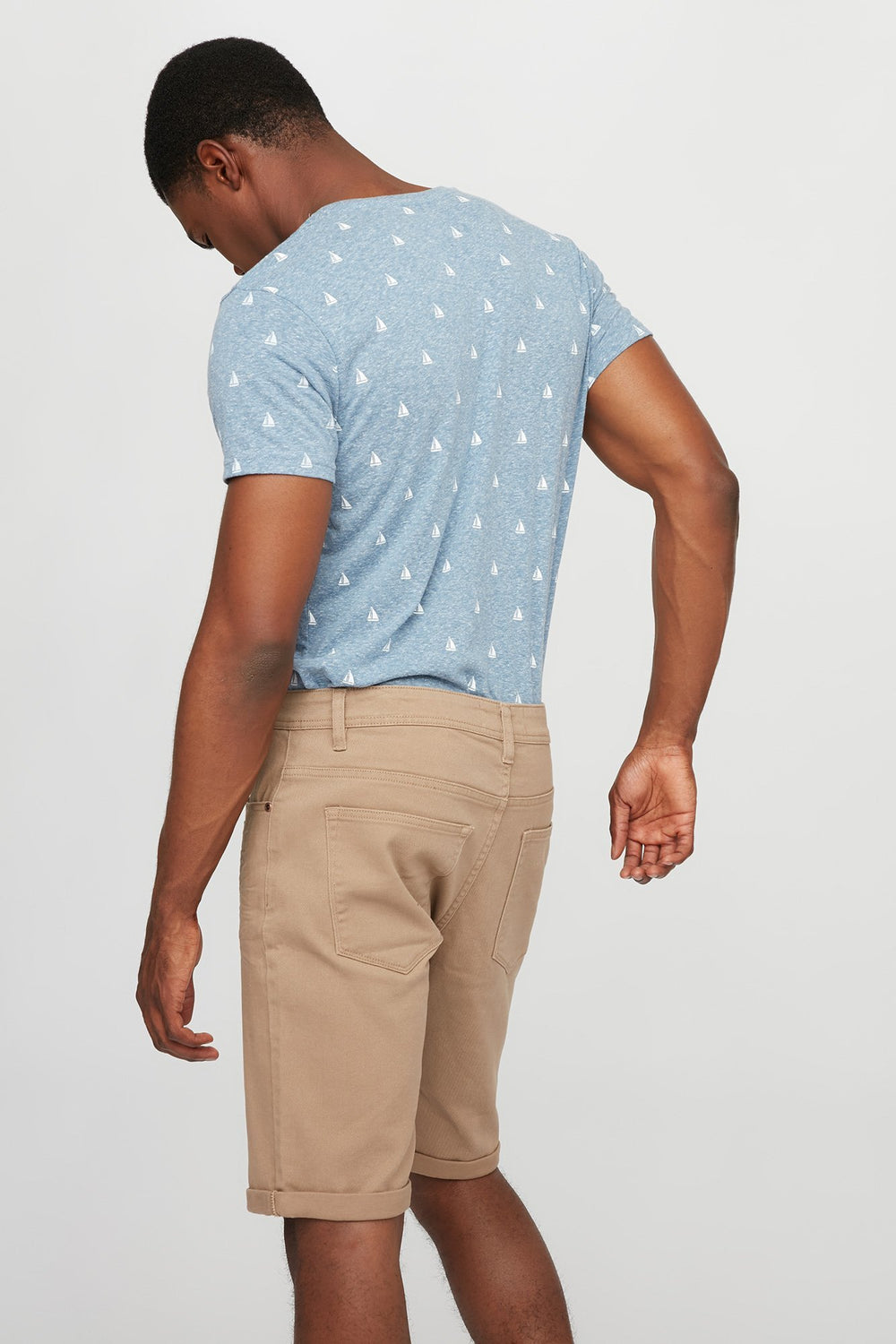 Men T-shirt henley à petits motifs Bleu denim