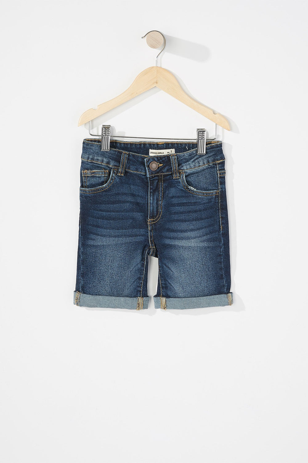 Kids Bermuda à revers roulés pour fille Bleu denim